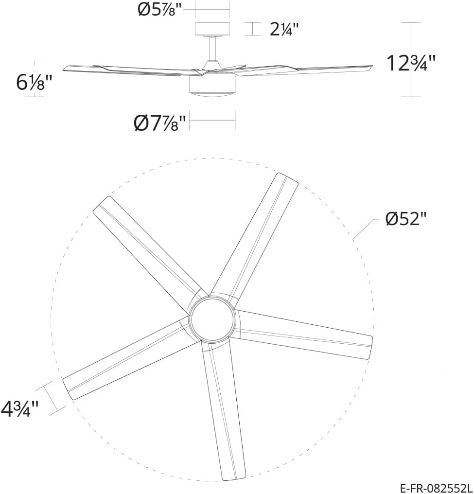 Stratos Indoor or Outdoor 52in 5-Blade Smart Ceiling Fan 2700K-6000K CCT Tunable Range LED Light Kit with Remote Control in Matte White Works With iOS or Android App