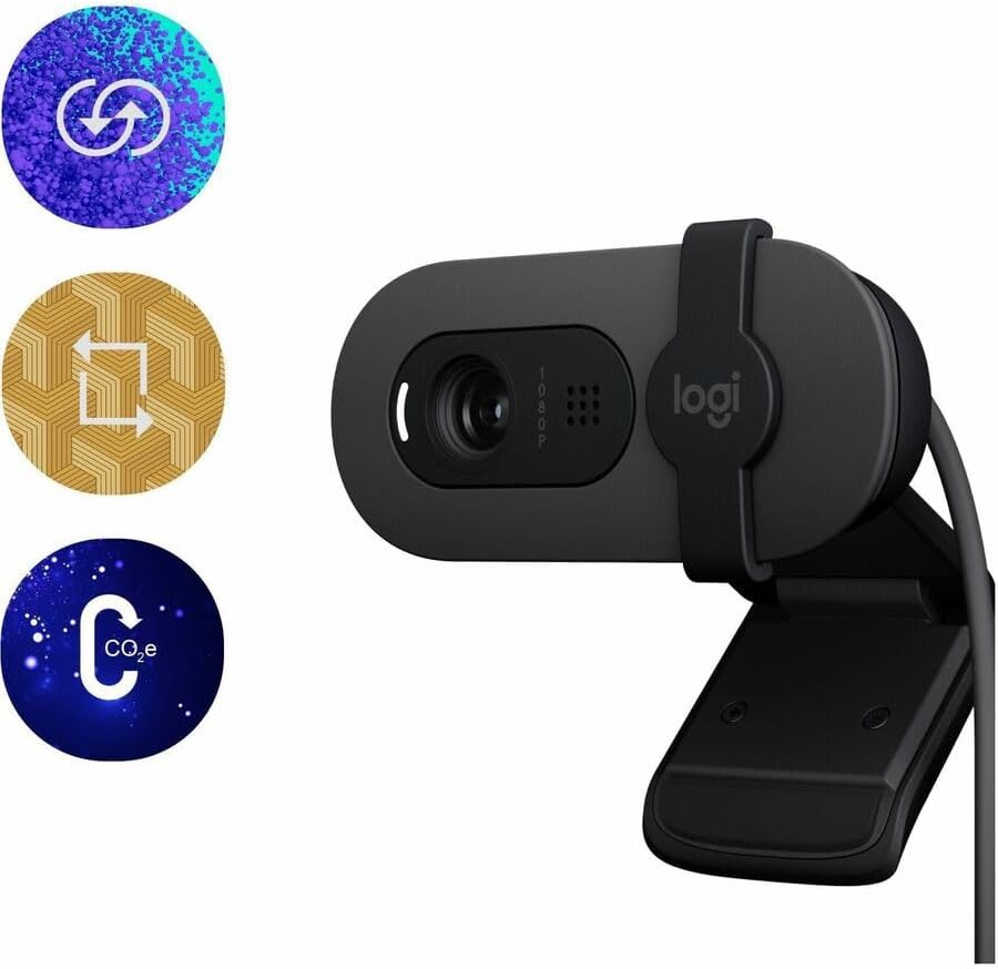 Logitech 960001580 Brio 100 1080p Full HD Webcam (Graphite) (Renewed) | Full HD