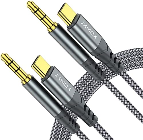 JXMOX USB C to 3.5mm Audio Aux Jack Cable (4ft 2-Pack), Type C to 3.5mm Headphone Car Stereo Cord Compatible with iPhone 17 Air 16 15 Pro Max, Samsung Galaxy S25 S24 S23 Note 20, Pixel 9 8, iPad Pro