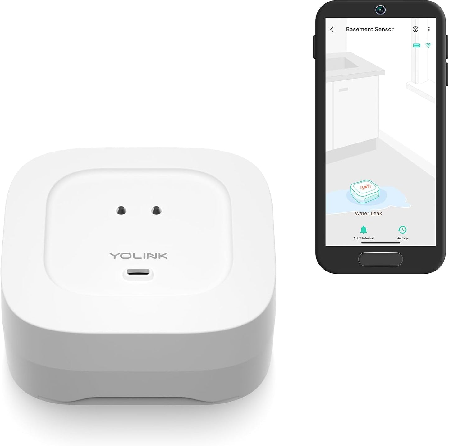 YoLink Water Leak Starter Kit: Hub + 4 Leak Sensor 4 (105 dB Siren), LoRa Long-Range, App/SMS/Email Alerts, D2D Offline, 2 AAA Up to 5-Year Battery, Compatible with Alexa/IFTTT/Home Assistant