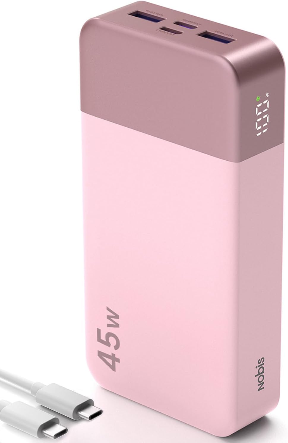 NOBIS 45W 20000mAh Portable Charger Power Bank Fast Charging | Battery Pack with 2 USB-C (in/Out) & 2 USB-A, Digital Display & Small Current Mode, Battery Bank for Phone 17 S25 Tablet