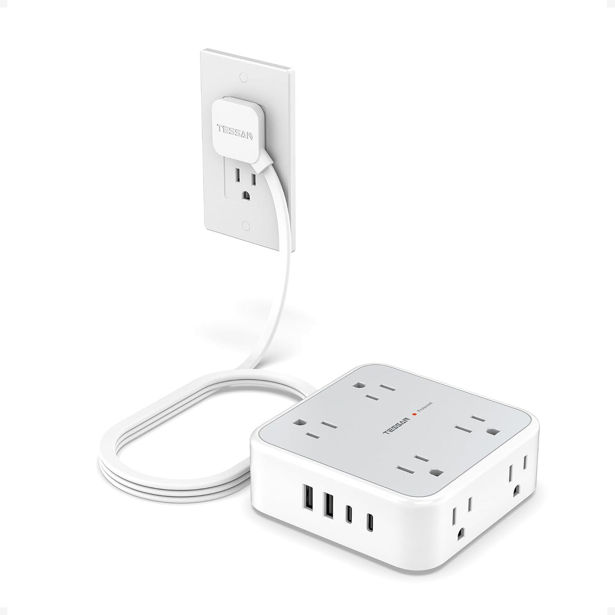 TESSAN Surge Protector Power Strip with 900J Surge Protection, 15 Ft, Black