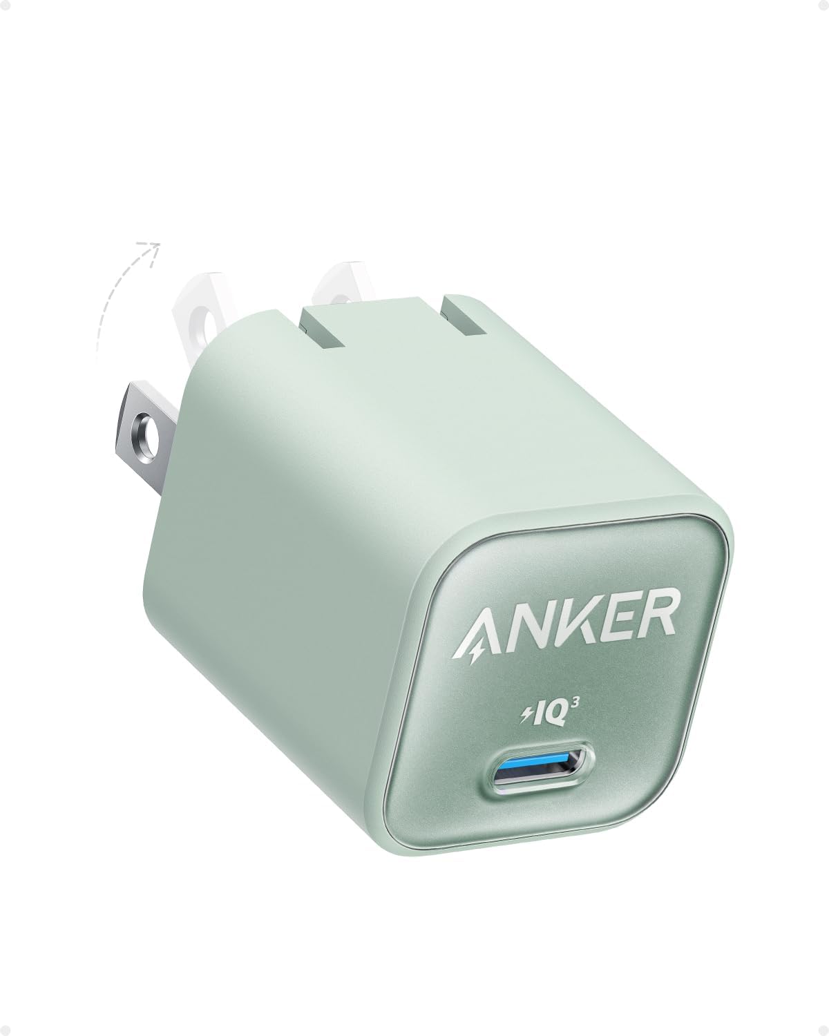 Anker Nano Phone Charger, 30W Portble and Foldable USB C GaN Charger | For iPhone 17/17 Plus/17 Pro Max/16/16 Plus/16 Pro Max/15 Pro Max, Galaxy, iPad, and MagSafe-Compatible Accessories