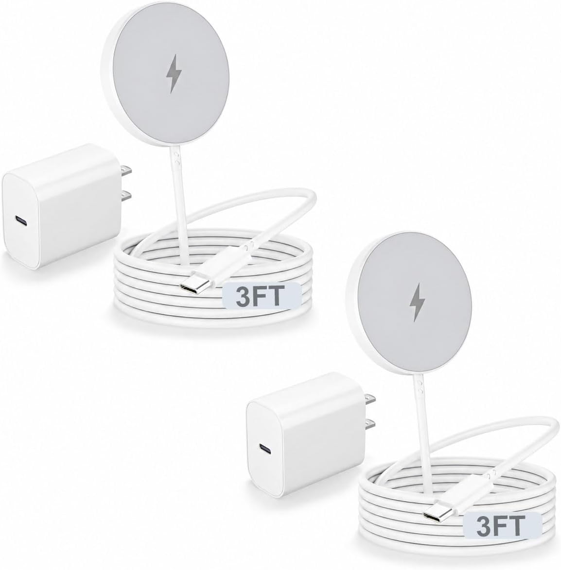 Magnetic Charger for iPhone 17,Mag-Safe Fast Wireless Charging 2Pack 15W 6Foot Magnetic Apple Charger Pad with 2Pack USB C PD Fast Charging Block for iPhone 17/17 Pro/16 ProMax/Plus/15,AirPods 3/Pro 2