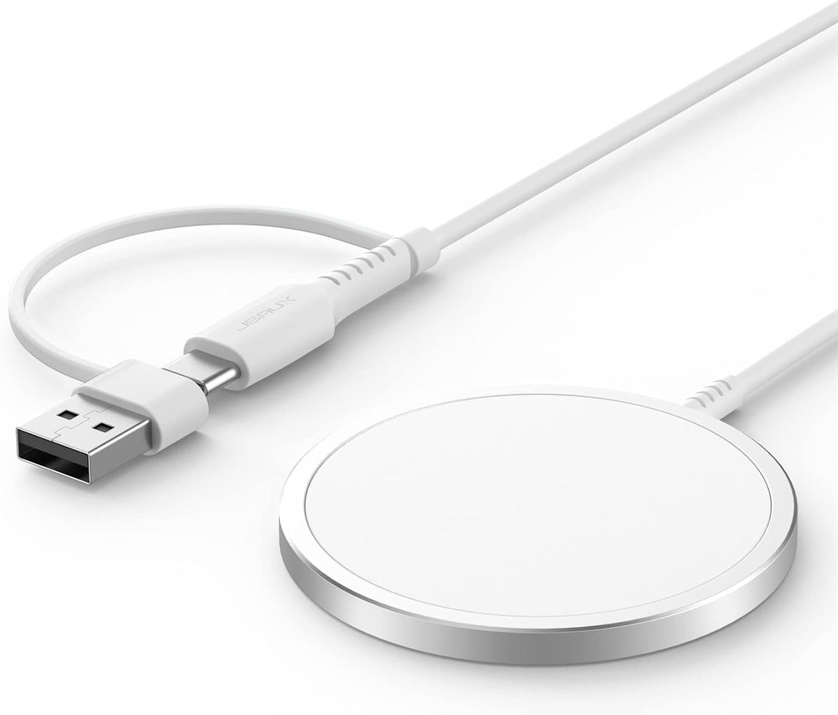 JSAUX Charger for iPhone 17 Magsafe Wireless Charging, Compatible with iPhone 17 Air Pro Max/16/15/14/13/12 Series, Magnetic Mag Safe Charging Pad, Aluminum Alloy, USB & USB C Dual Ports - Blue