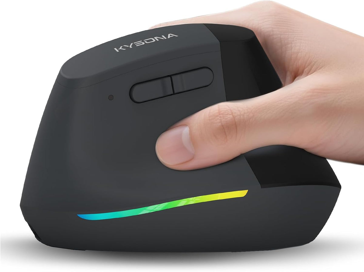 KYSONA Wireless Ergonomic Mouse, Vertical Mouse, Bluetooth Ergo Mouse, Quiet Click, 5 Level Adjustable DPI(800/1200/2400/2400/4000), Rechargeable 2.4G Mice Computer, PC, Mac, Laptop, Pink