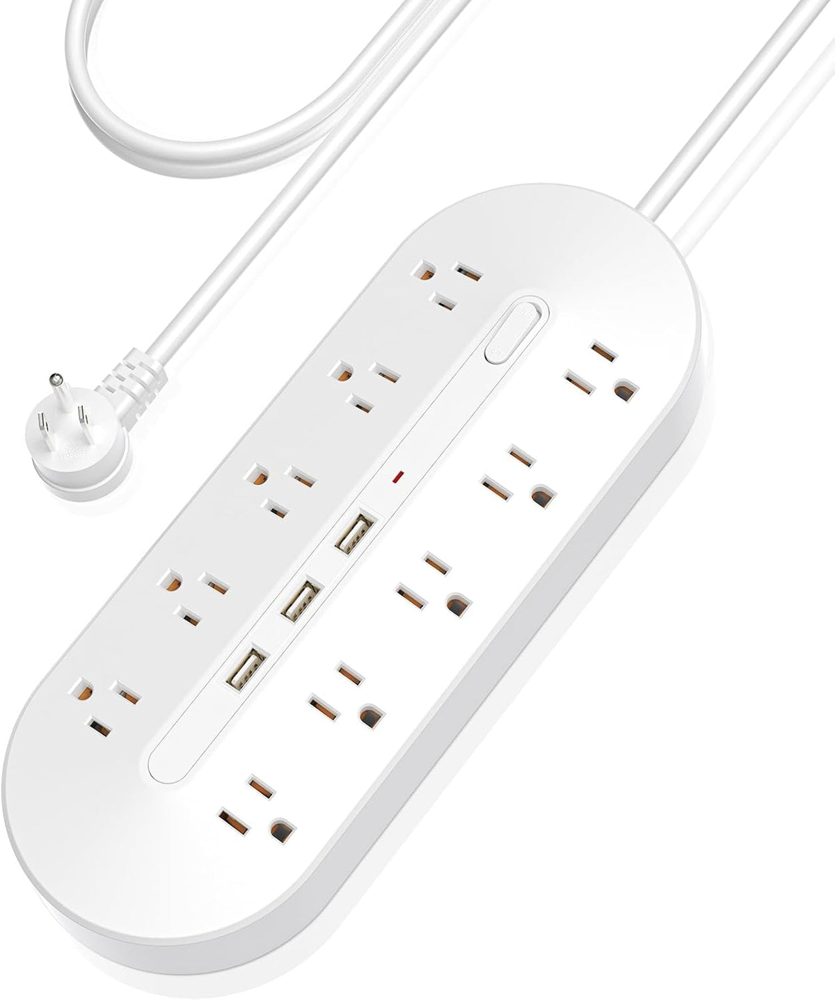 Ultra-Thin Outlet Concealer & Extension Cord - HICITY 3FT Flat Plug Power Strip, ETL Listed for Baby Proofing, Hides Cords in Tight Spaces, 15A/1625W, White