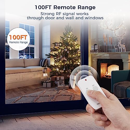 TESSAN Remote Control Outlet, 1 Remote + 1 Outlet | Wireless Light Switch, On Off Switch Plug, 100ft RF Range, 15A/1875W