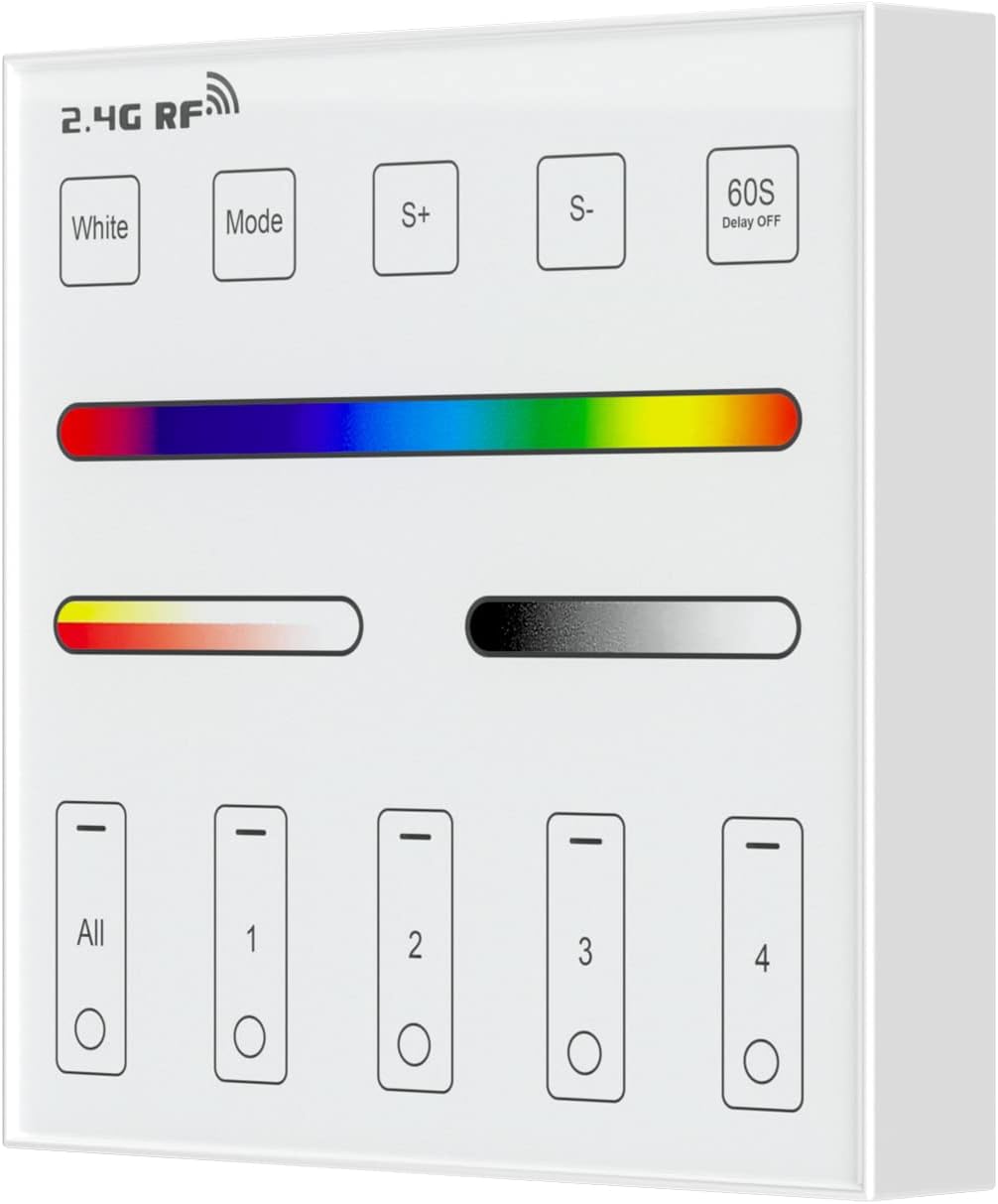 BTF-LIGHTING 5-in-1 WB5 2.4GHz WiFi LED Controller, PWM Dimmer Compatible with Alexa/Google Home/Tuya Smart/Smart Life APP, for Dimming/CCT/RGB/RGBW/RGBCCT Strip Light, Work with WR01RF, WR02RF, etc.