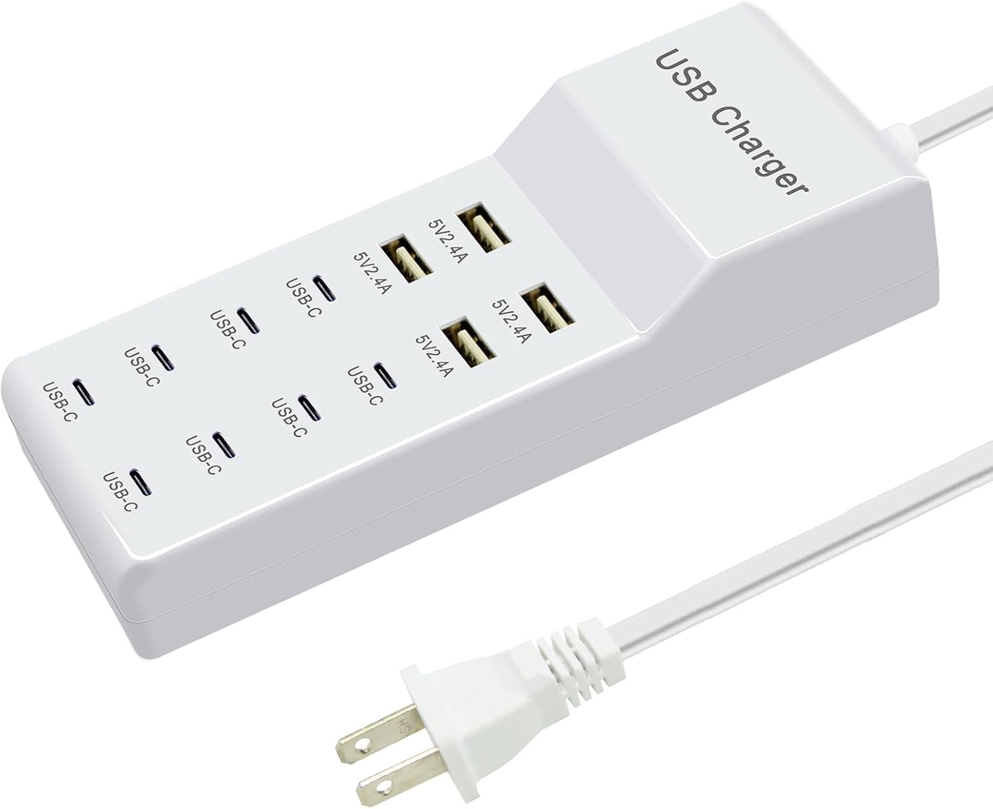 USB Charging Station 12 Port Multiport hub Fast Charging Power Strip | Compatible with Cell Phones Tablets Laptops for Multiple Devices for iPhone, Galaxy, Pixel, Tablet, Camera (12 USB Ports)