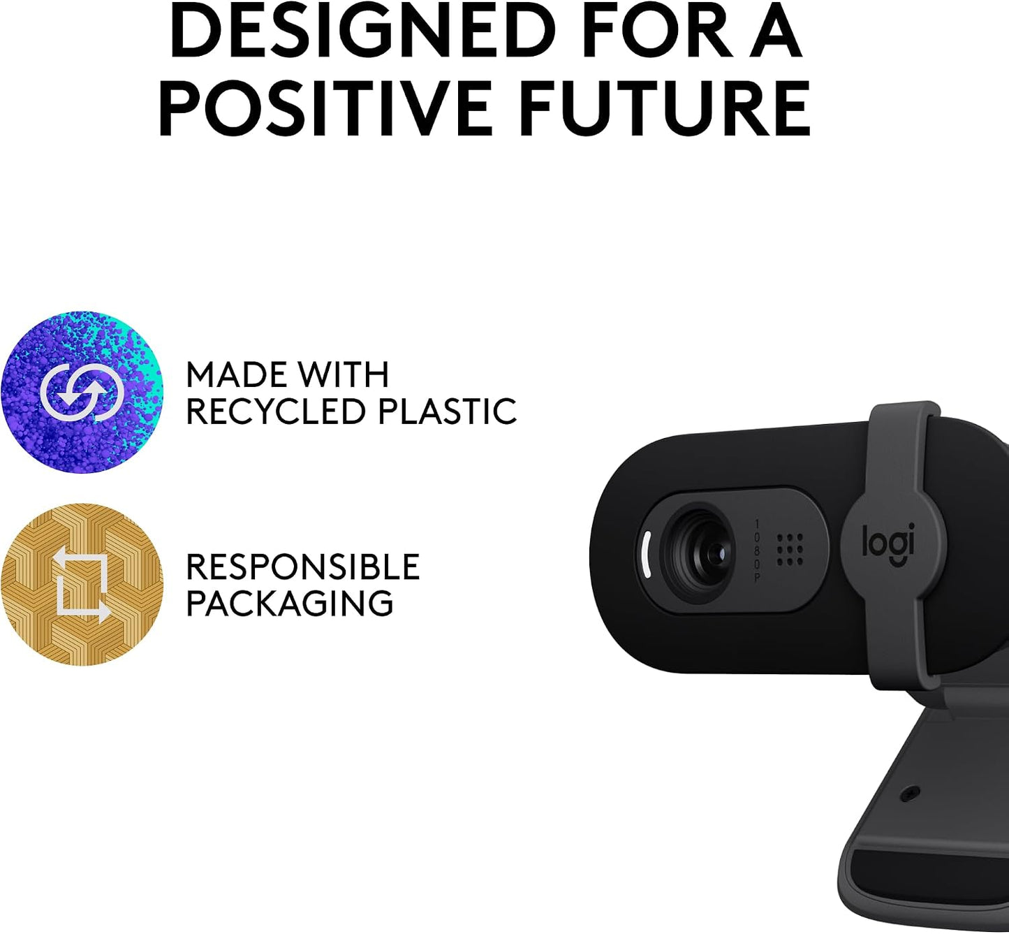 Logitech Brio 101 Full HD 1080p Webcam for Streaming and Meetings - Black | 1080p with auto-light correction, built-in mic, privacy shutter, USB-A, compatible with Teams, Google Meet, Zoom and more