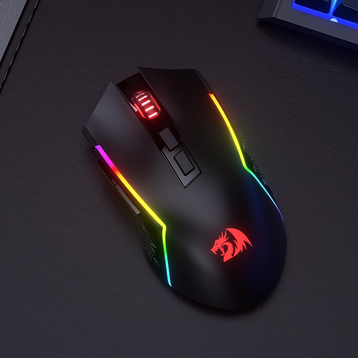Redragon M693 LIT Wireless RGB Gaming Mouse 12800 DPI Remapping Keys | Cable-Free 0 Delay, Redefine Keybinding Macro, Vibing Backlight, Ergonomic Grip Body Comfort