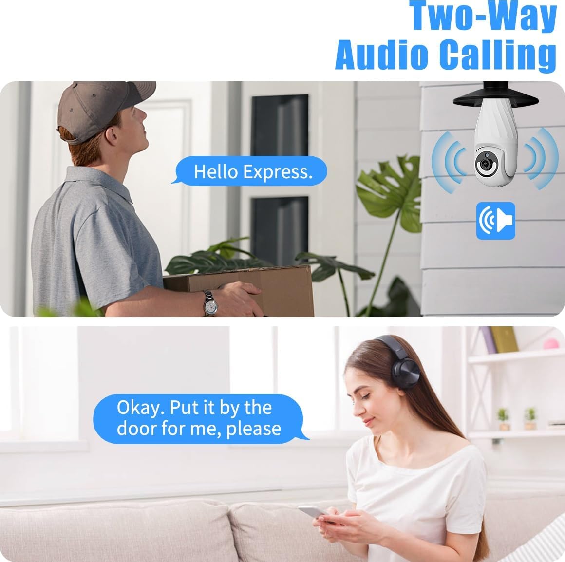 Ameyes 2PCS Indoor Camera Wireless with Light Socket, 1080P Dog/Pet Cameras