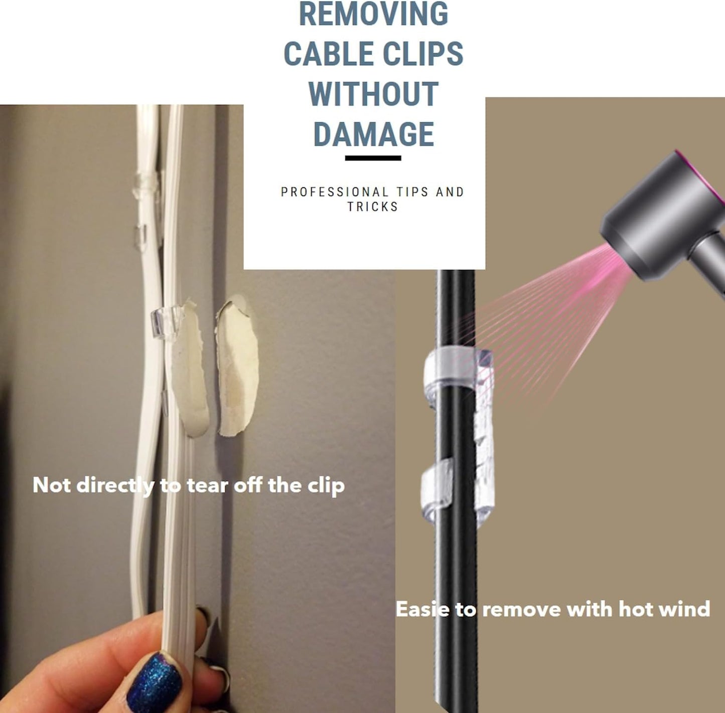 80pcs Adhesive Cable Clips 90 Strips, Finisher Wire Clamp Cord Clips Cable Management Light Clips Cable Organizer Max.1/4" Wire Hider for Cords