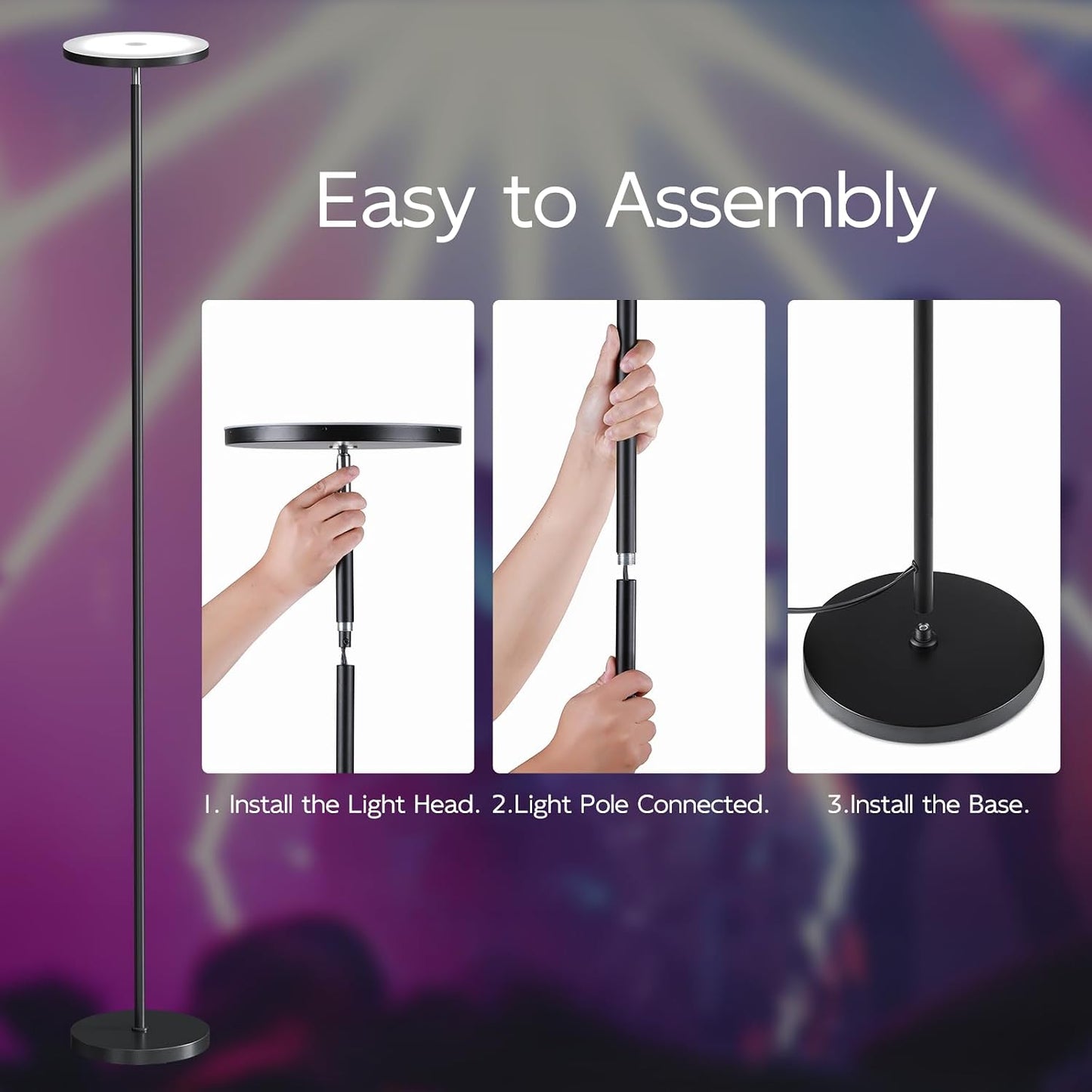 SUNMORY RGB Floor Lamps for Living Room, LED Lamp with APP Remote Control | 32W Bright LED Lights, Tall Standing Lamp with Stepless Dimmable, Modern Torchiere Corner Lamp for Bedroom, Gaming Room