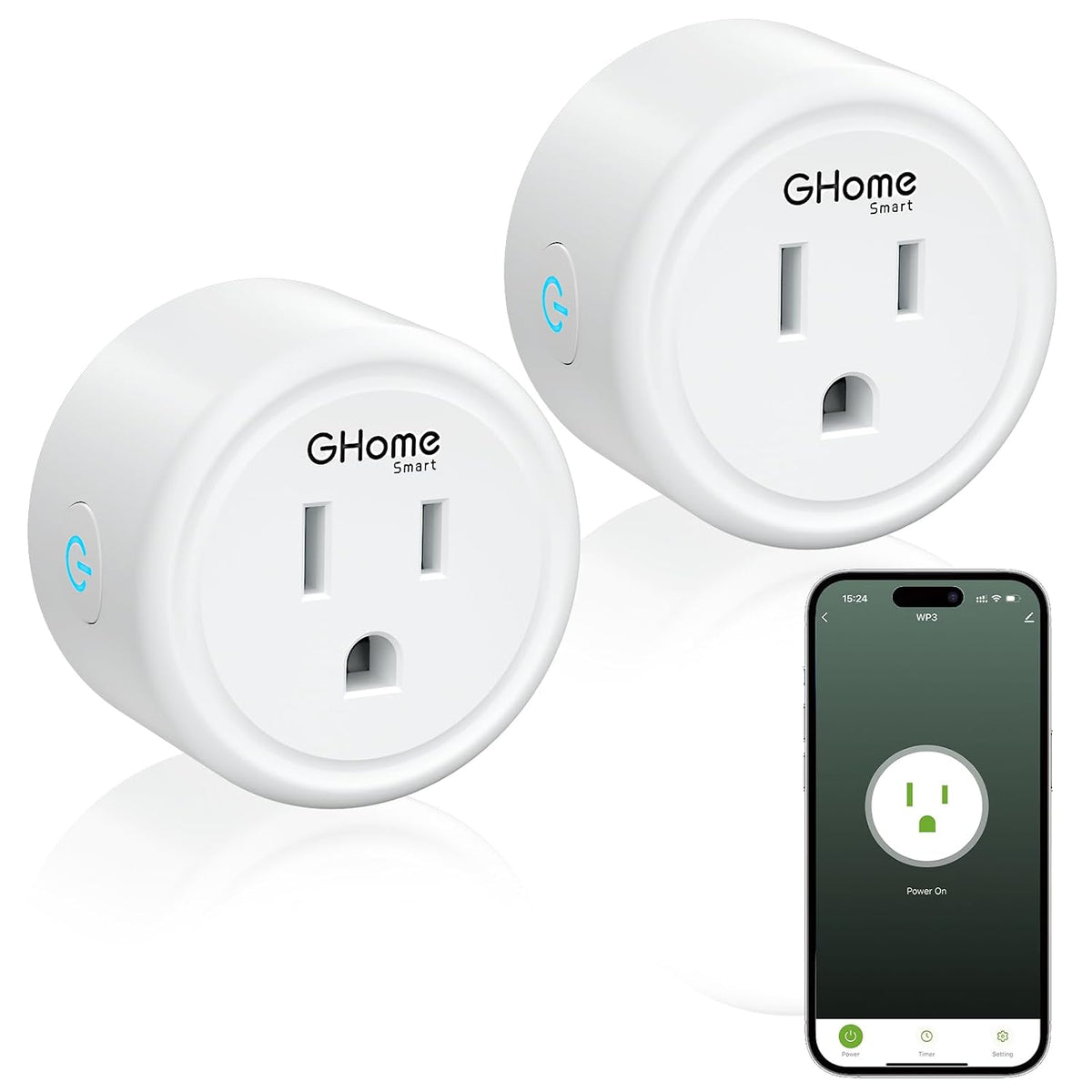 GHome Smart Mini Wi-Fi Plug, Smart Home Wi-Fi Outlet Compatible with Alexa, Google Home & IFTTT, No Hub Required, UL Certified, 2.4G WiFi Only, 1 Count (Pack of 1), White