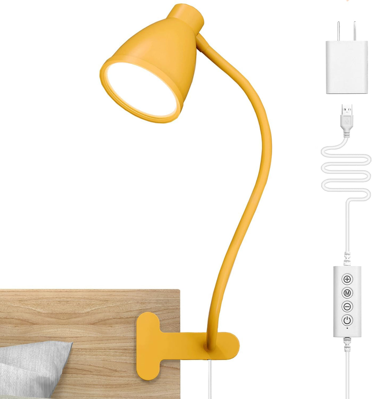 BOHON Cute Desk Lamp with Clamp Clip on Light, 5 Color 10 Brightness, Pink