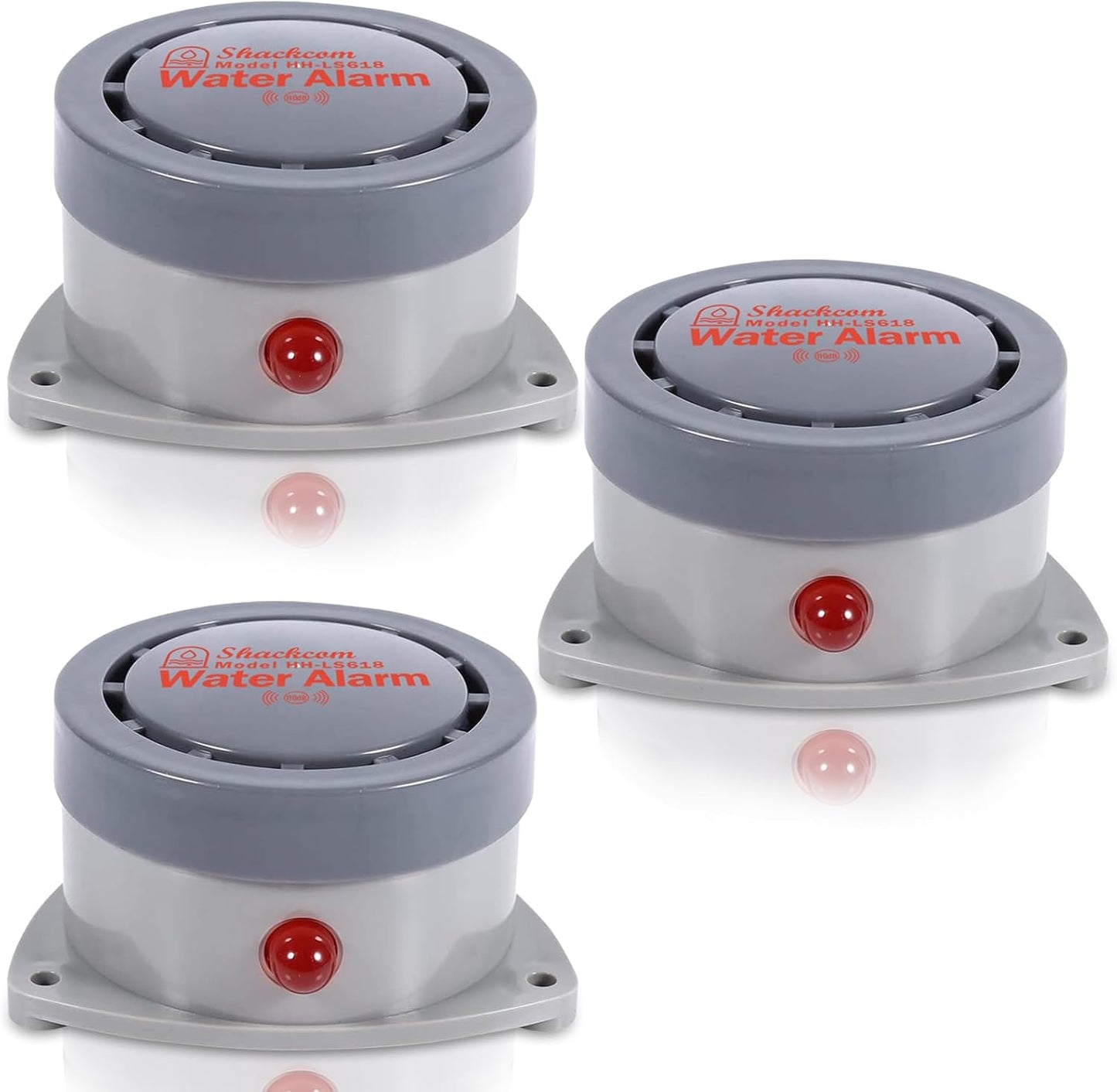 Water Leak Detector 2 Pack, Shackcom Water Alarm 110DB, Wireless, Waterproof & Battery-Operated, Audio and Light Alerts for Bathroom, Kitchen & Home Security ( Battery Not Included )