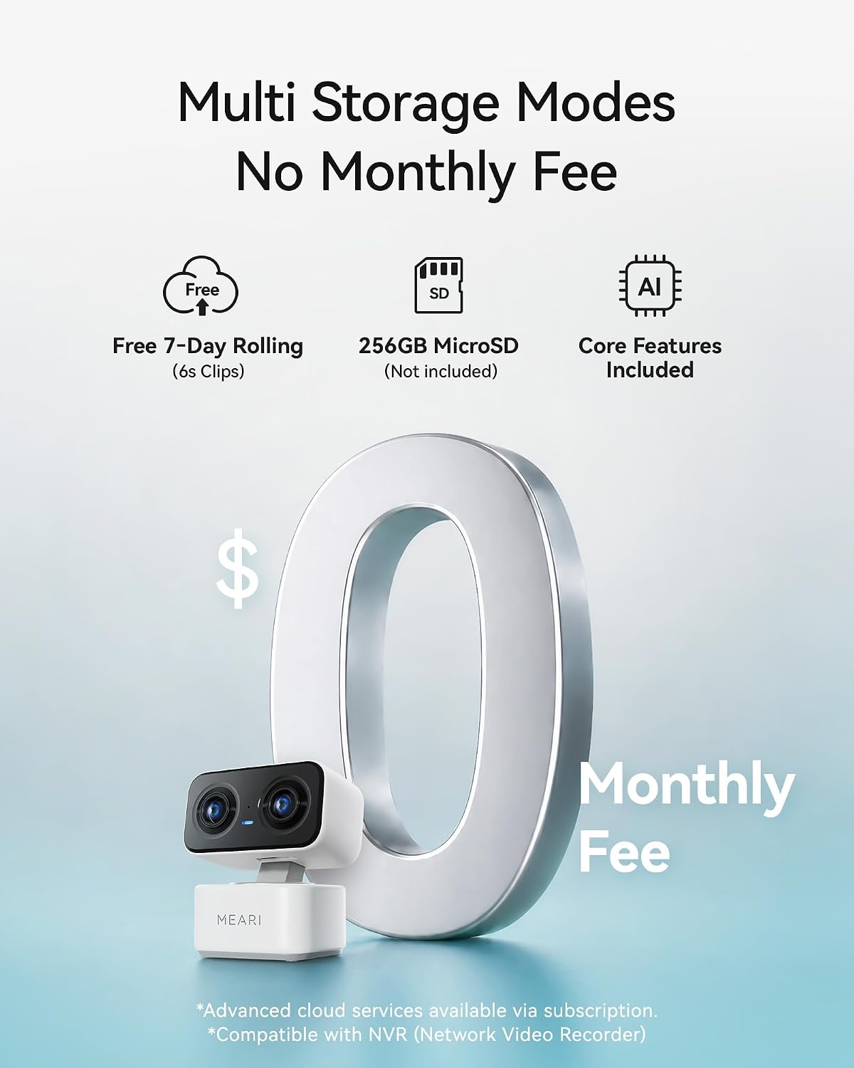 MEARI WiFi Security Camera, 2.5K Dual‑Lens Indoor Cameras for Home Security
