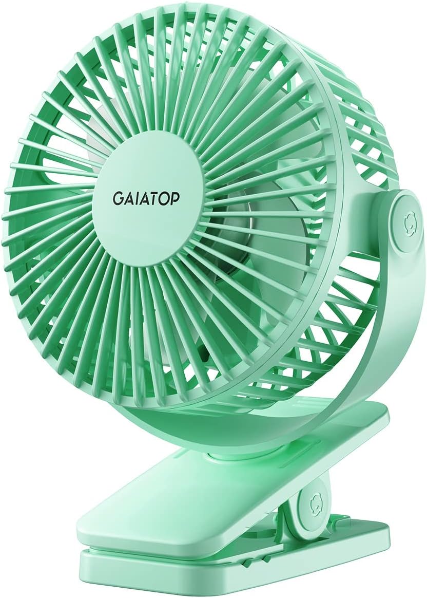 Gaiatop Portable Clip on Fan, Mini Personal Quiet Rechargeable Fan | Battery Operated, Small 3 Speed 360° Rotate, Cooling for Desk Table Home Office Stroller Camping Women Gifts Black Blue