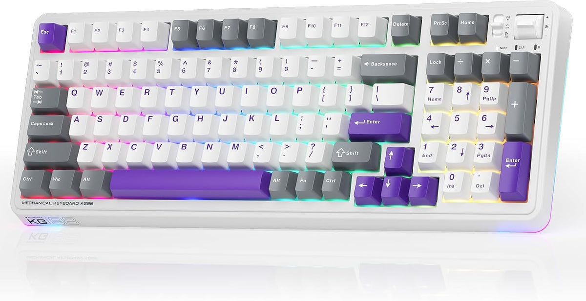 Machenike KG98 Mechanical Keyboard,Hot Swappable Custom Gaming Keyboard,Pre-lubed Linear Switches,RGB Sidelit,Tri-Mode 98 Keys Compact Layout for Gaming/Typing/Win/Mac/PC
