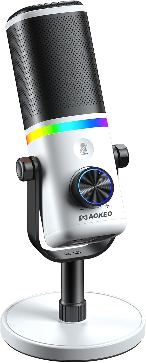 Microphone for PC, AK-10 USB/XLR Dynamic Desktop Microphone for Gaming,Podcast,Streaming with RGB Light,Volume Control,Mute Button,Noise Reduction