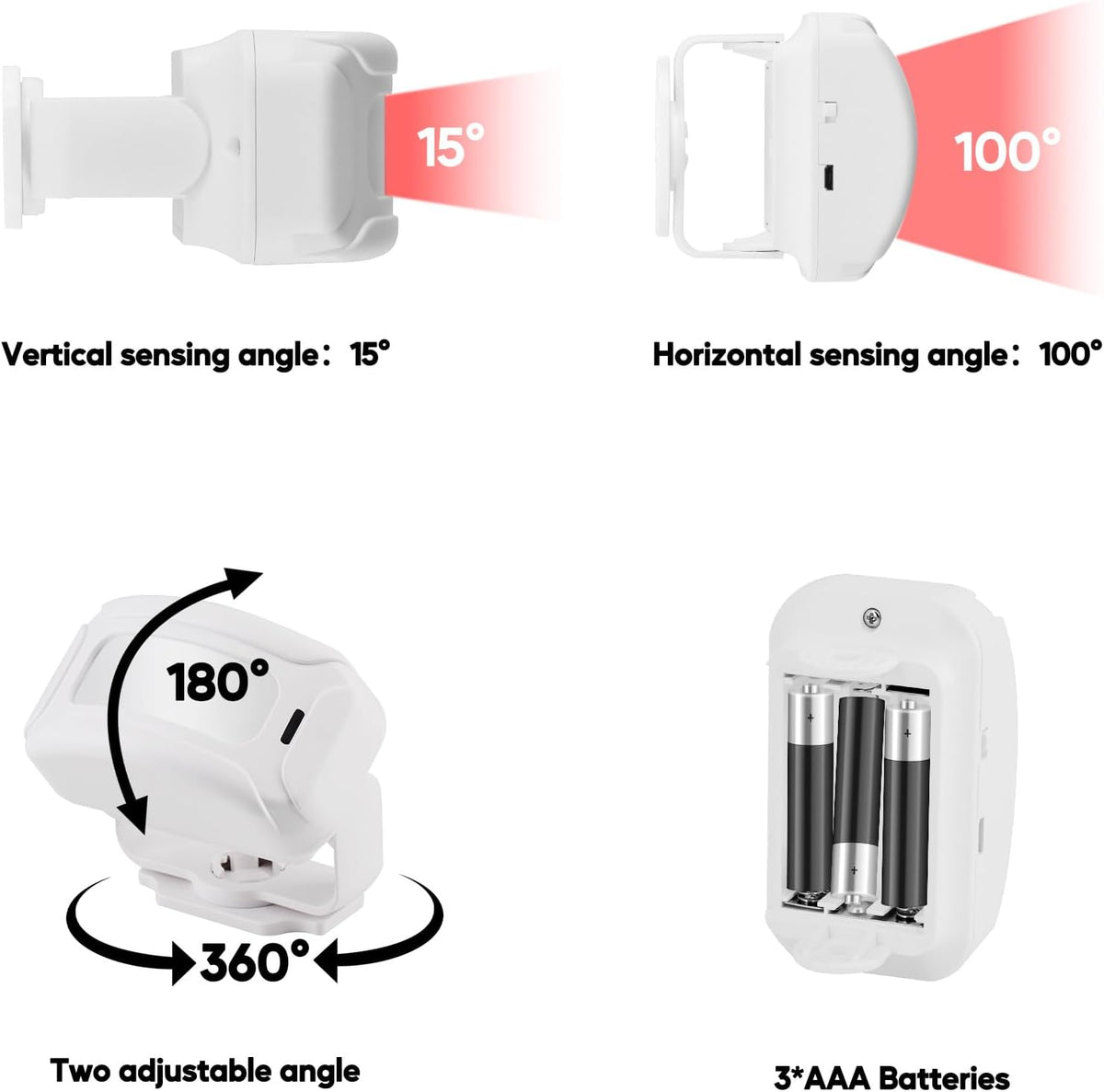 Cruxer Motion Sensor Alarm When Enter Sensing Range Wireless Detector Chime Alarms Doorbell use for Home Office Business Store Door Bell, Also for Elderly Kids Upgraded Split Type Caregiver Pager