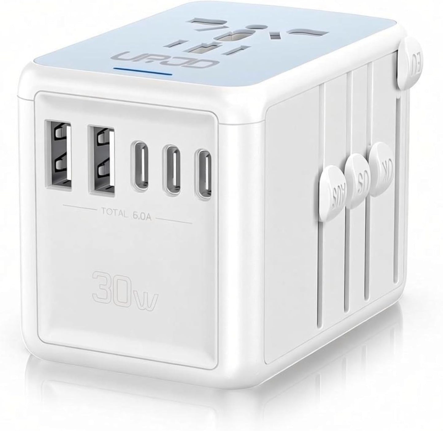 Universal Travel Adapter 100W GaN Fast Charger in One for Europe UK US | 5 USB C/A Ports + 2500W AC Outlet, For MacBook iPhone iPad Laptop Phone, International Power Adapter for 200+ Countries