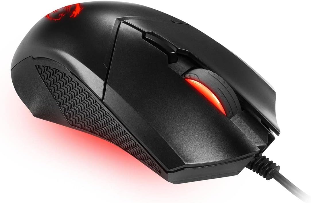 msi Clutch GM08 Gaming Mouse, 4200 DPI, Optical Sensor, 3 Adjustable Weights, Red LED Lighting, Symmetrical Design