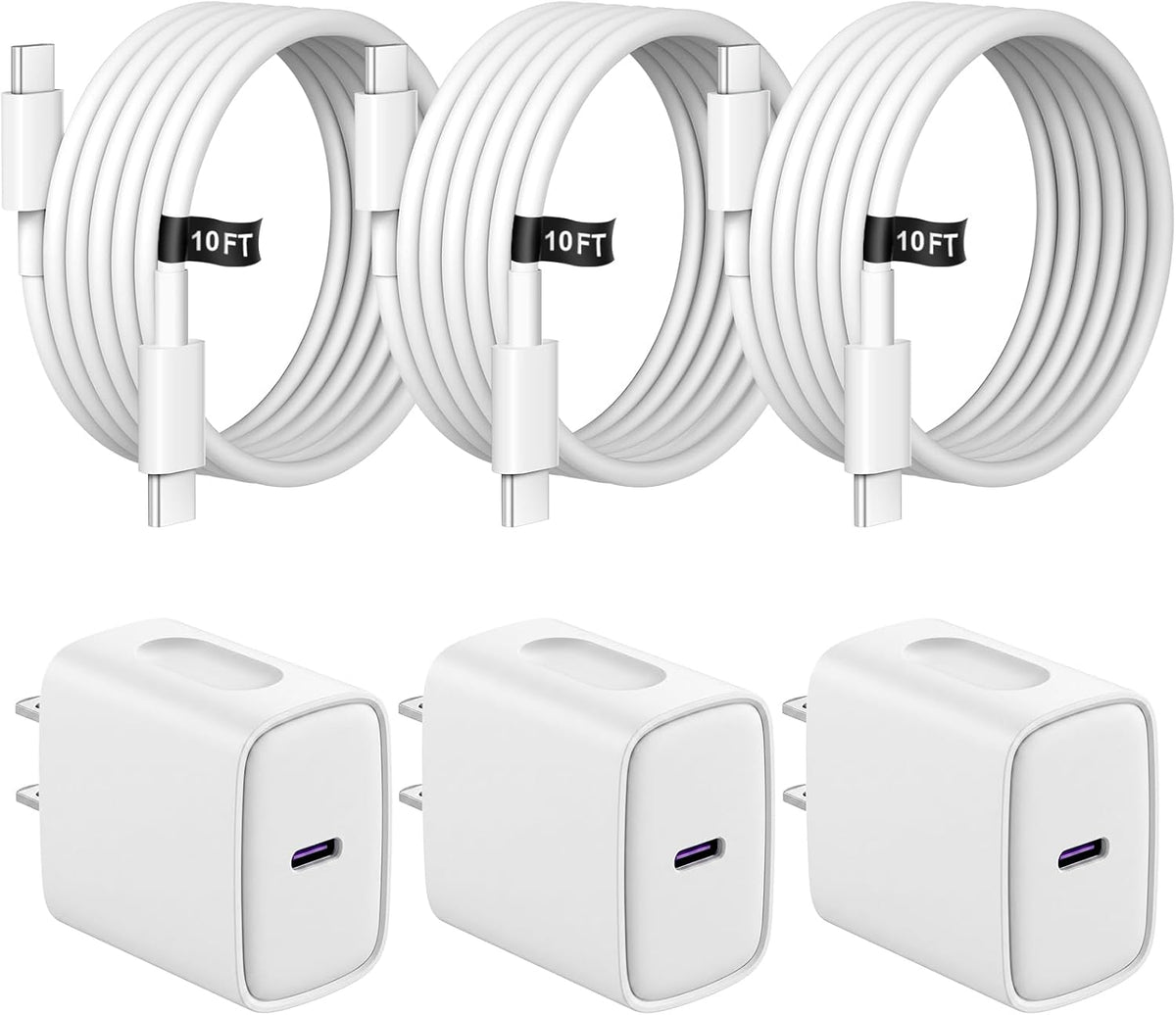 iPhone 18 17 16 15 Charger Fast Charging 3 Pack USB C Charger Block