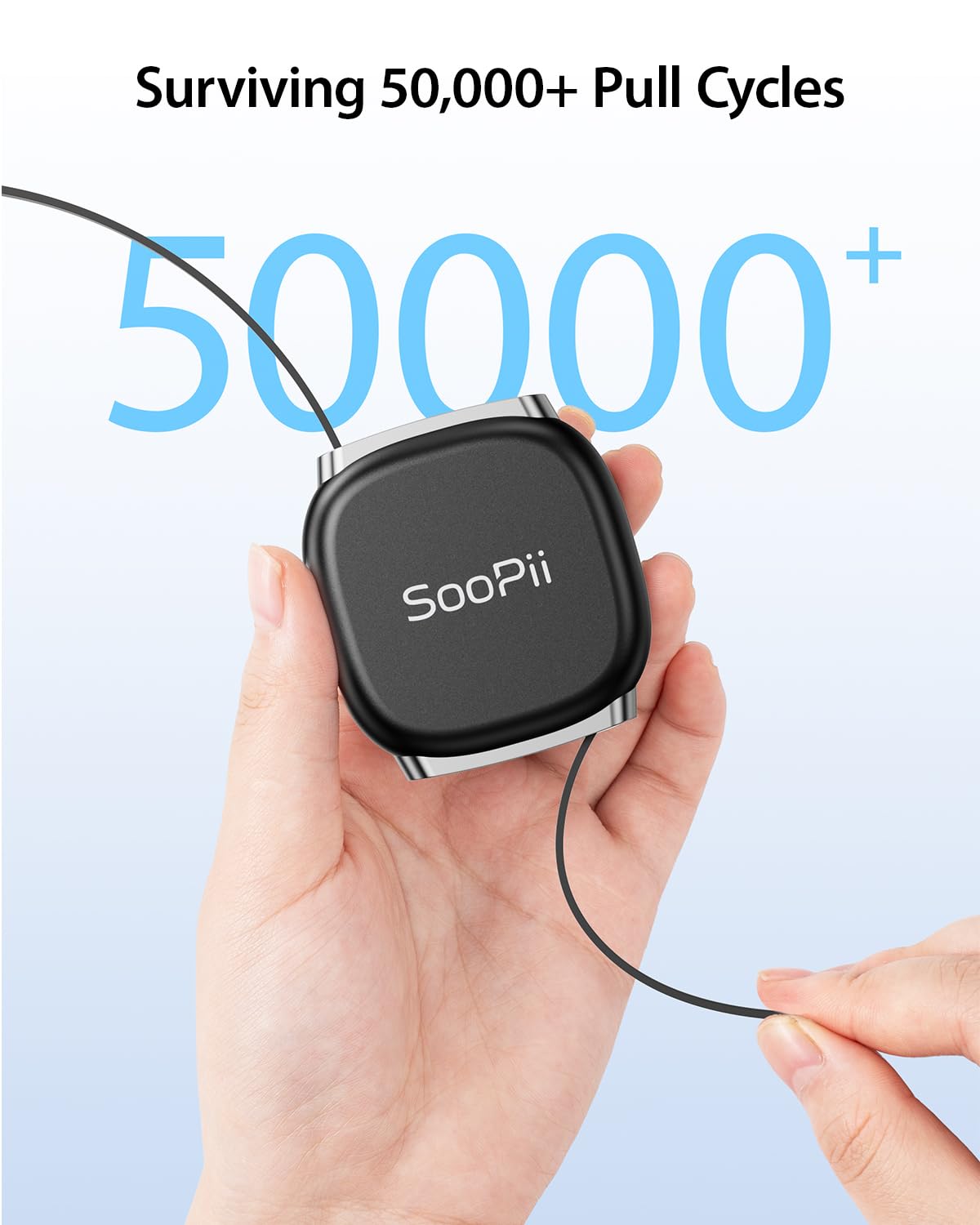SOOPII 240W Retractable USB C Cable with Mag Snap Storage (2Pack 3.3FT) | Retractable USB C Fast Charging Cable with 5-Stage Length Preset Type C Cable for lPhone 17/16 Pro Max, Galaxy S25/24, Black