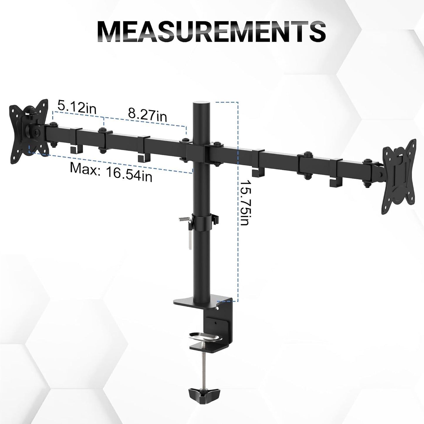 GRIFEMA Monitor Mount for 13-32 in, Dual Monitor Arm, Up to 19.8 Lbs Each | Full Motion Adjustable Height, 360° Rotate, Tilt, Swivel, Easy Install, VESA 75/100 mm, Monitor Stand for Home Office Gaming
