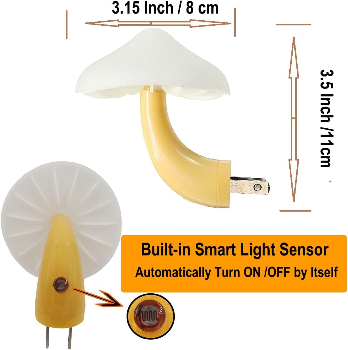 AUSAYE 5Pack LED Sensor Night Light Plug in Lamp Blue Cute Mushroom Night Lights for Adults Kids NightLight Bedroom,Bathroom,Toilet,Hallway,Stairs,Kitchen,Basement