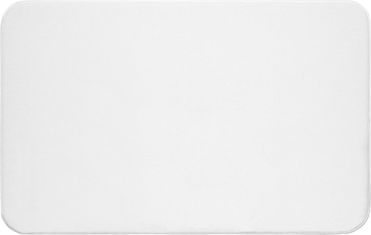American Soft Linen 21x32 Fluffy Foamed Slip Reducer Bath Rug, Machine Washable Area Bath Mat Rugs for Bathroom, White