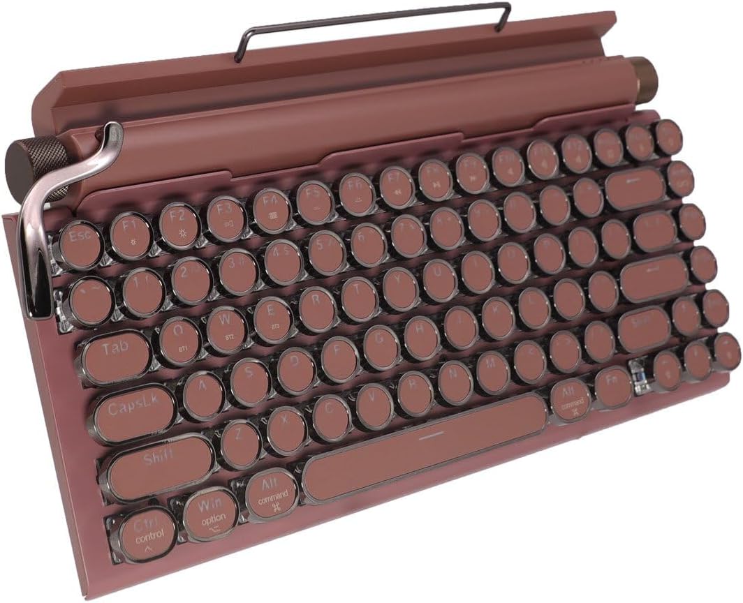 Adventurers Typewriter Style Retro Mechanical Keyboard LED Backlight 83 Keys Bluetooth 5.0 Blue Axis, Suitable Desktop Computers/Laptops Mac/Mobile Punk Keys, Black, 12.8 x 6.6 x 1.6 inches