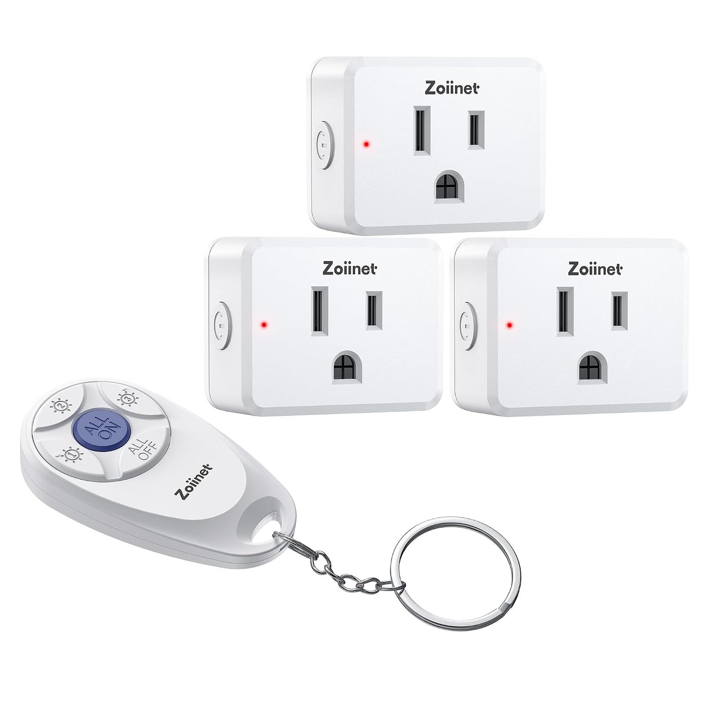 Zoiinet Mini 3-Gang Remote Control Outlet Plug Switches, Mini Key Design | 80-275V/15A/1500W, Removable, No Wiring No WiFi, 300 ft, Expandable, for Household Appliances, Christmas Tree, Fans, Lamps