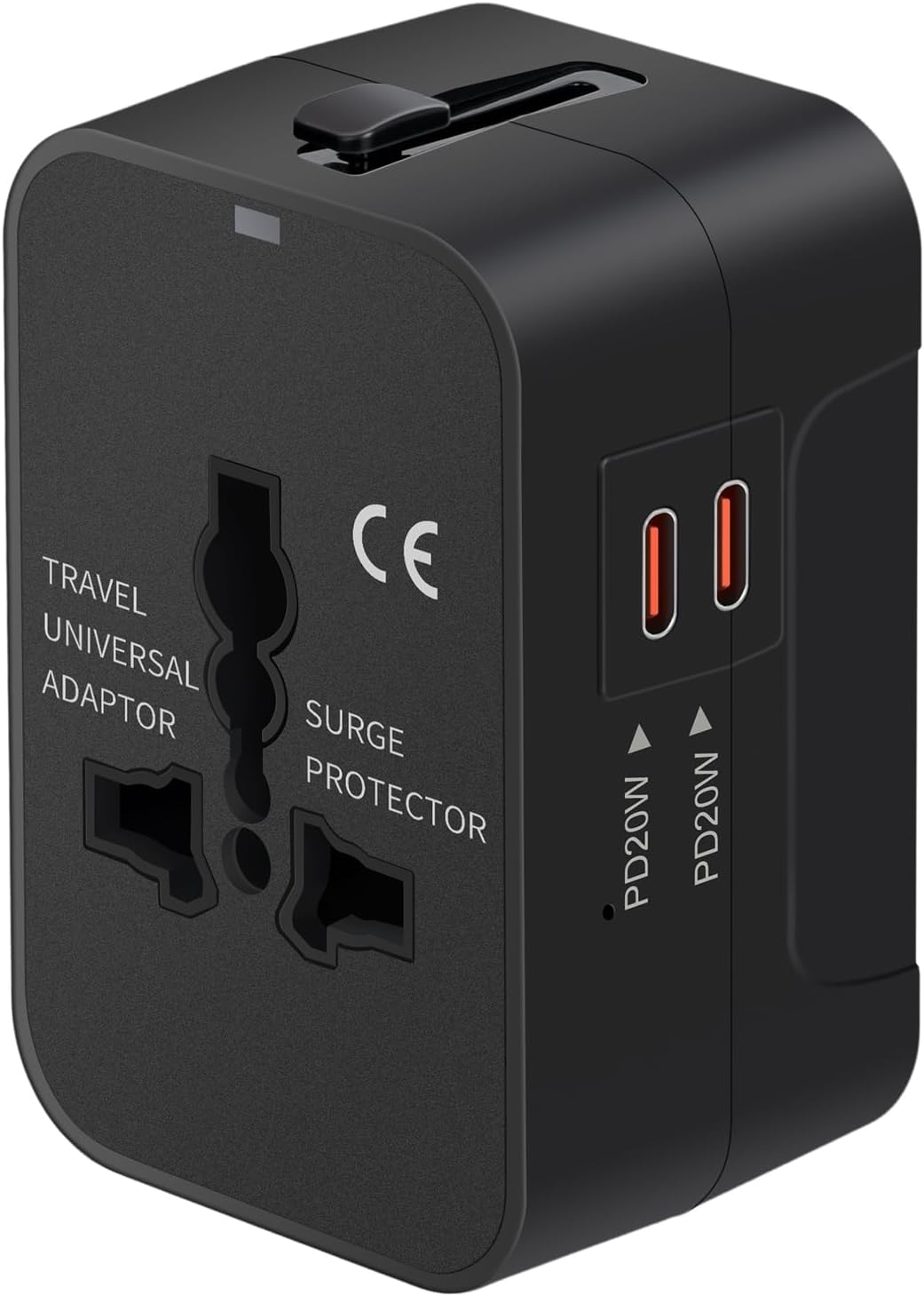 Universal Travel Adapter USB C, All in One Worldwide Plug Adapter, Black | Fast Charge GaN PD3.0, Type C USB-A Quick Charging, International Wall Charger, AC Power Outlet Converters, for USA EU UK AUS