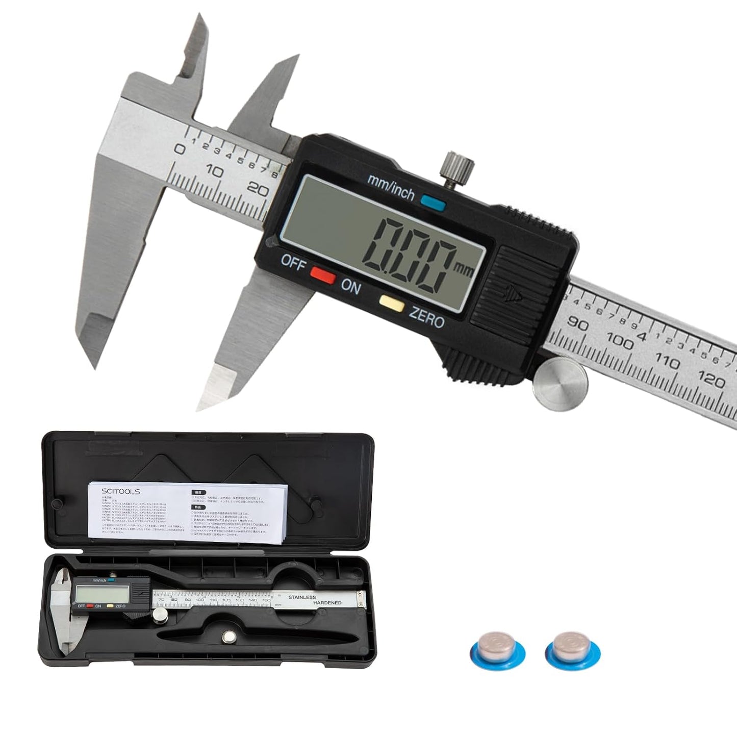 Digital Caliper 0-8" Measuring Tool, Micrometer Caliper with Auto-Off Feature, Interchangeable Between inches and millimeters for Jewelry Measurement and 3D Printing