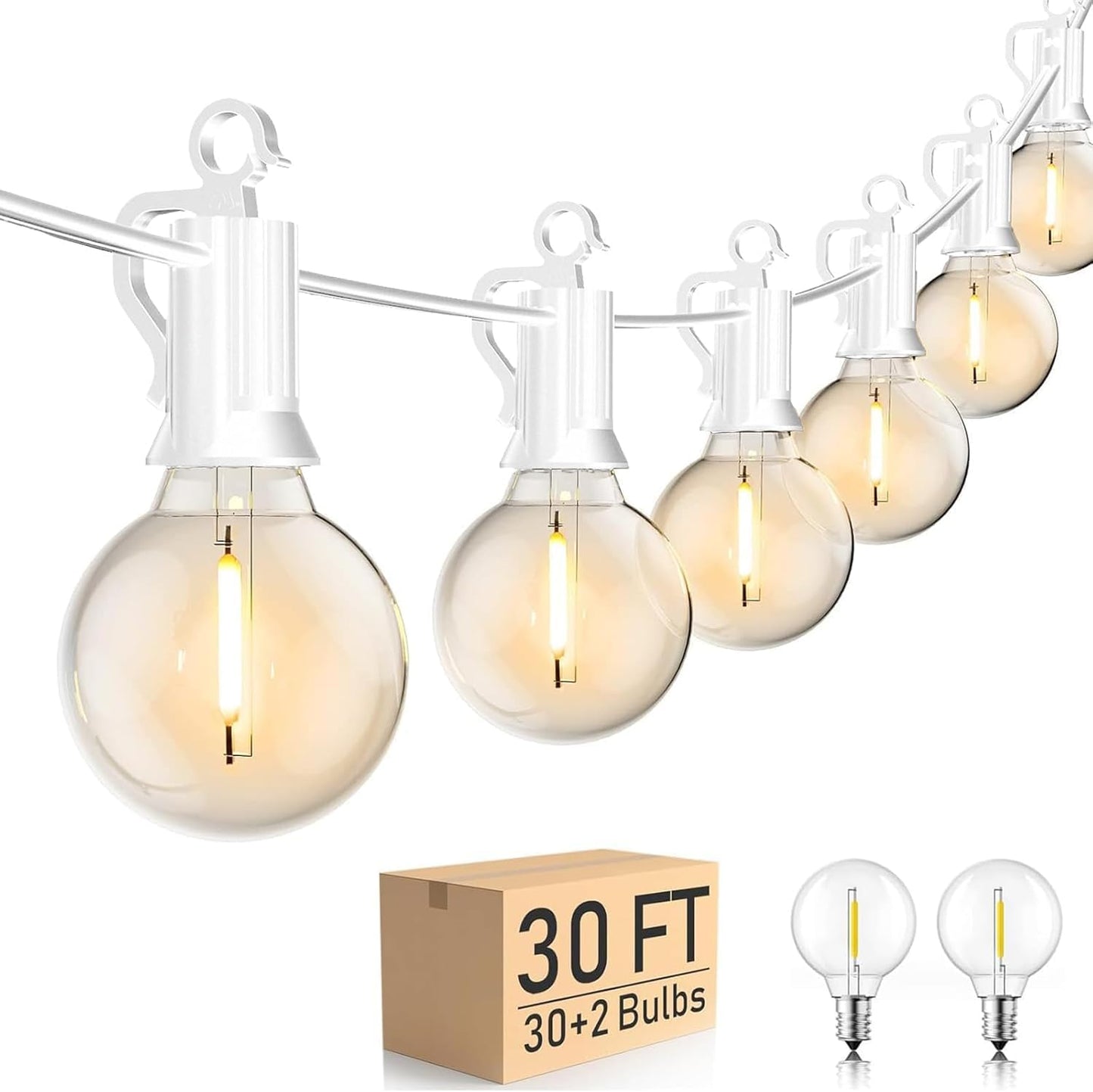 Brightown Outdoor String Lights, 35FT with 30 Bulbs, Waterproof Connectable | Patio Lights with Shatterproof G40 Replaceable Bulbs, Plug-In Outside Hanging Light for Backyard Bistro Porch Party Decor
