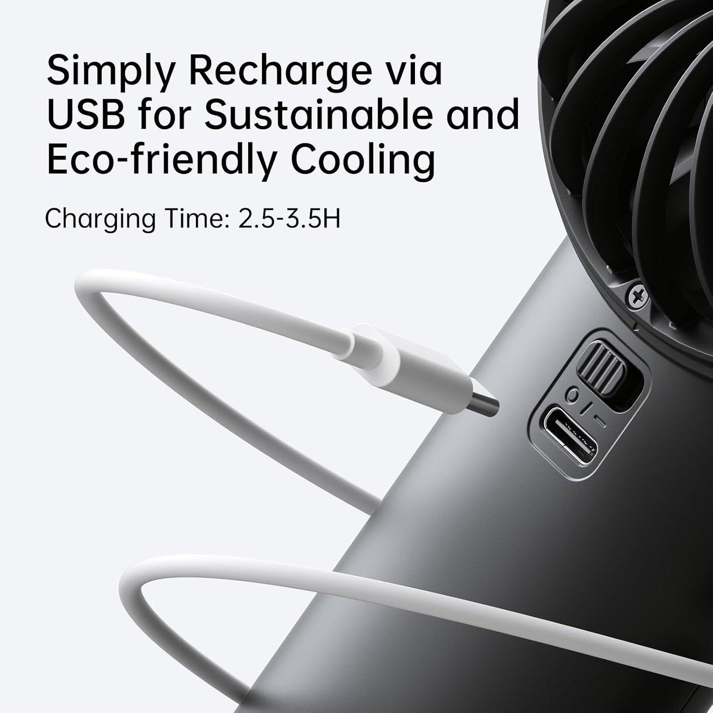 JISULIFE Handheld Portable Fan, 5000mAh Stronger and Longer-Lasting Battery | 5 Speeds, 12-Blade Turbo For Powerful Wider Wind, LED Display, Rechargeable Personal Fan for Travel Concerts Makeup-Black