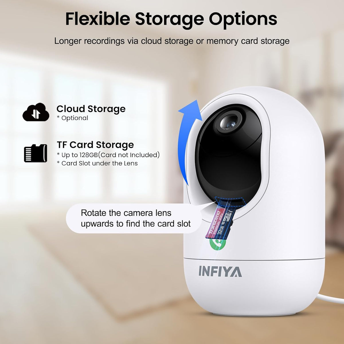 INFIYA 2K Indoor Camera-One-Touch Call Baby/Elderly Monitor Pet Camera 360° PTZ & Intelligent Tracking for Home Security, Compatible with Alexa/Google Home(2.4GHz WiFi Only) - K7 2P