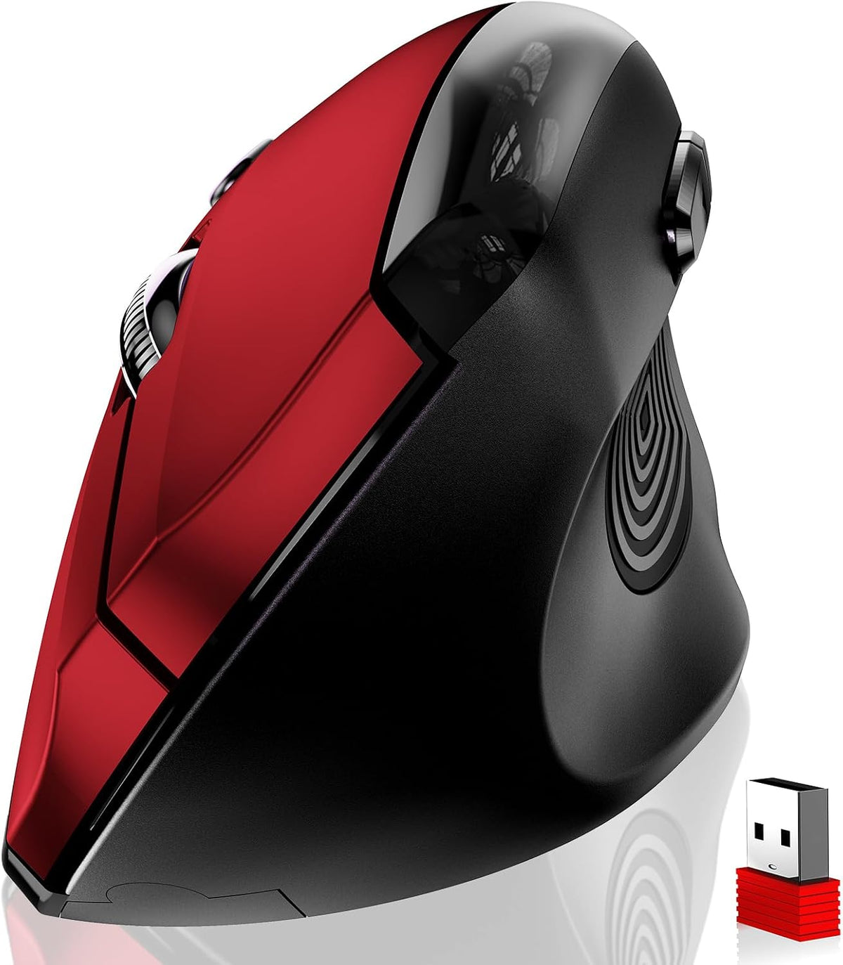 memzuoix Ergonomic Wireless Mouse, 2.4G Optical Cordless, 800/1200/1600 DPI, Vertical Computer Mouse for Laptop, Mac, PC, Desktop (Right Hand, Large) - Black