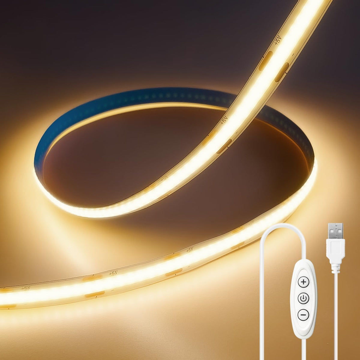 32.8FT 6000K White COB LED Strip Lights 3200LEDs (No DC24V Plug)
