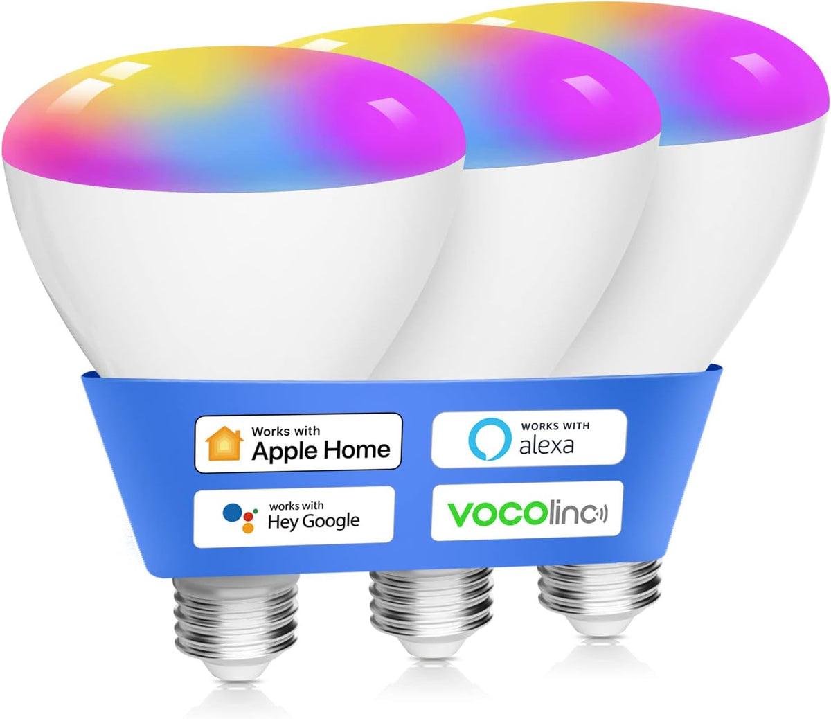 VOCOlinc Smart Light Bulbs, BR30 Flood WiFi LED Bulb, RGBW Color Changing Light Bulb Works with Alexa, Apple Homekit and Google Home, 2200K-7000K Dimmable, 800 Lumens 9.5W (60W Equivalent) E26, 2 Pack