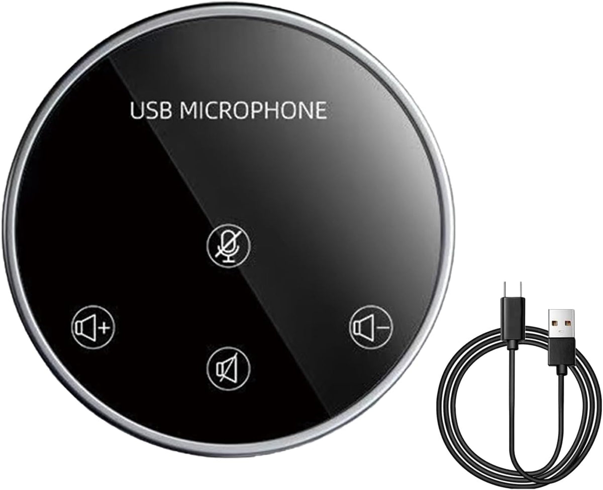 360° Computer Microphone for Desktop , USB Conference PC Mic, Noise-Canceling Technology, Recording, Skype, Online Class, Court Reporter, Plug & Play, Compatible with Windows/PC/Desktop/Laptop
