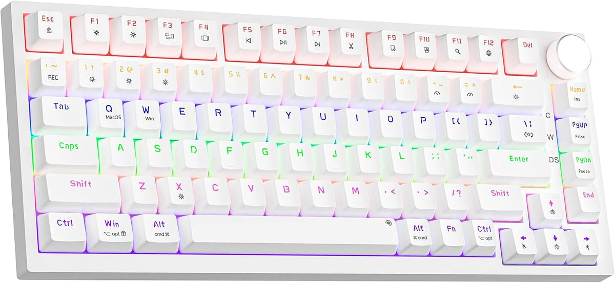 Newmen GM326 Mechanical Keyboard,75% Percent Gaming Keyboard,Wired Keyboard | Mechanical Keyboard,75% Percent Gaming Keyboard,Wired,Backlit,Hot Swappable,Compact,Mini,Black,PC Keyboards,Knob,Red Switch