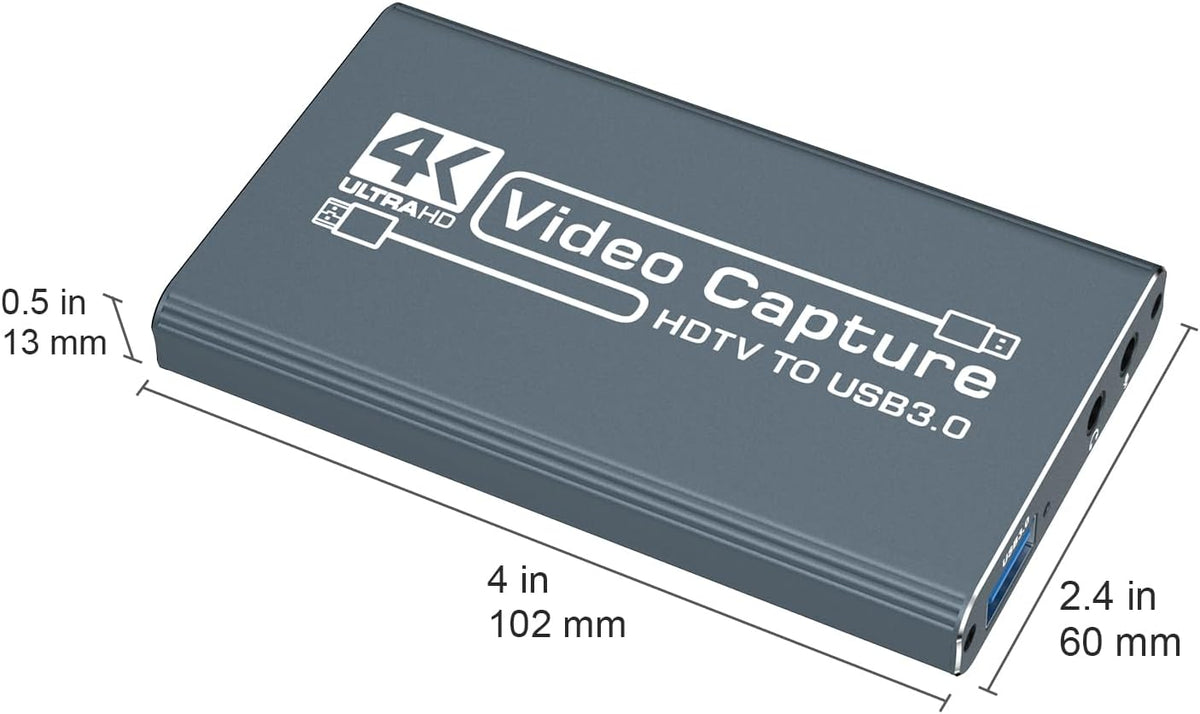 4k HDMI Capture Card for Streaming, Full HD 1080P 60FPS Capture USB 3.0 Game Audio Video Capture Card,for PS4/PS5/Xbox/Switch/OBS/Camera/PC/Laptop/Mac Plug and Play