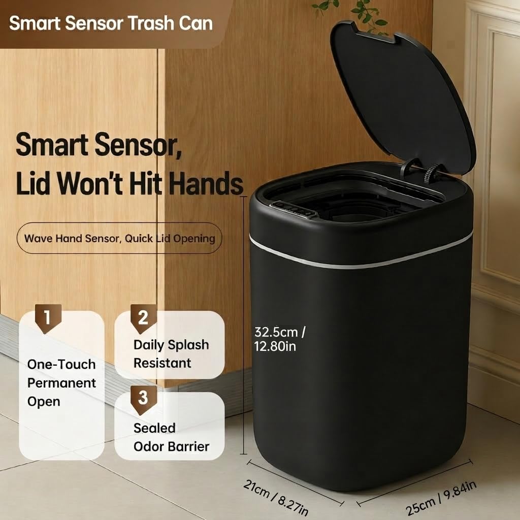Smart Motion Sensor Trash Can, 17L (4.5 Gallon) 3 Induction Modes, Sealed Lid with Odor Control, Touch Control Function, Durable & Easy to Clean Waste Bin for Bathroom, Office,Light Gray