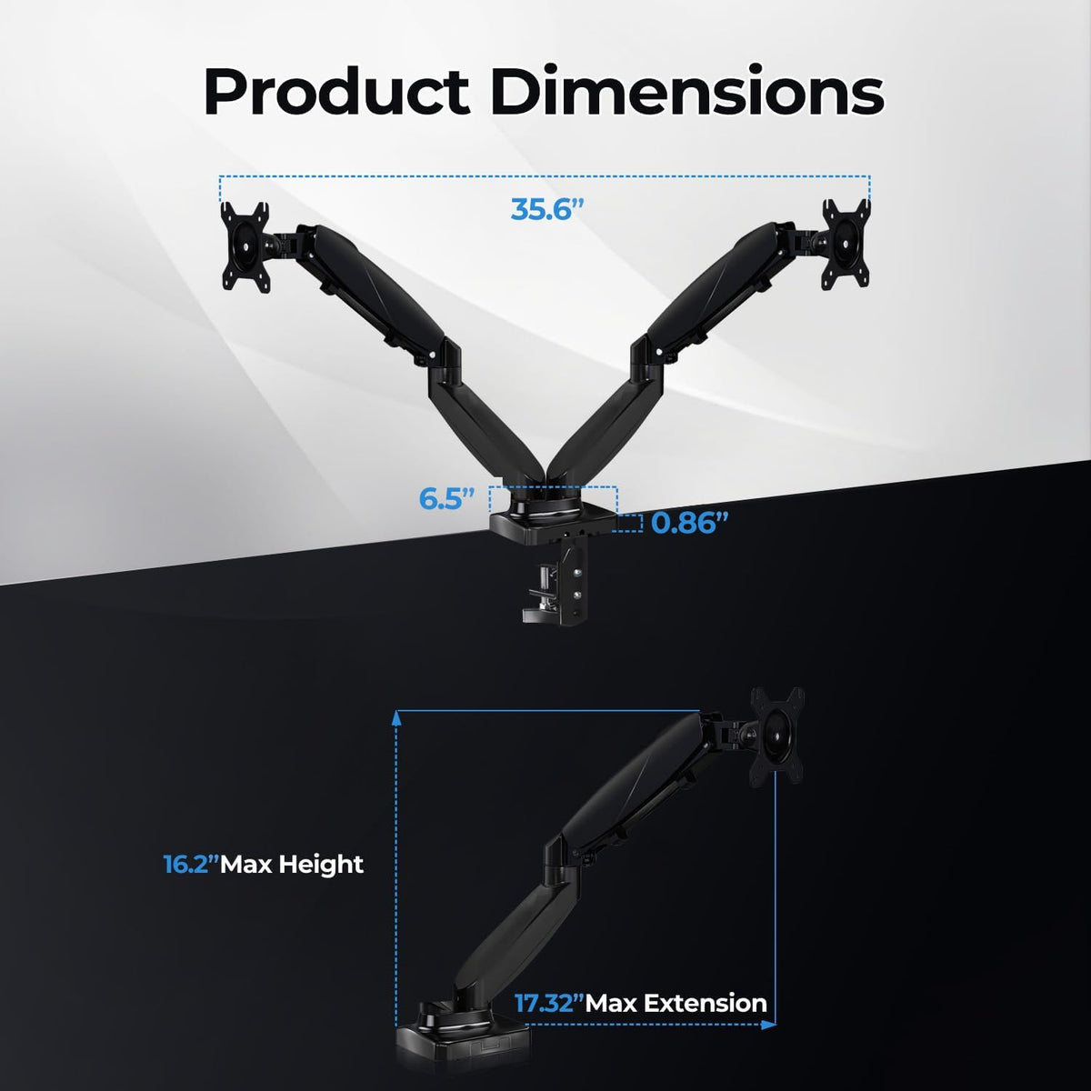 Dual 24-27 Inches Monitors Mount Arms for Desk