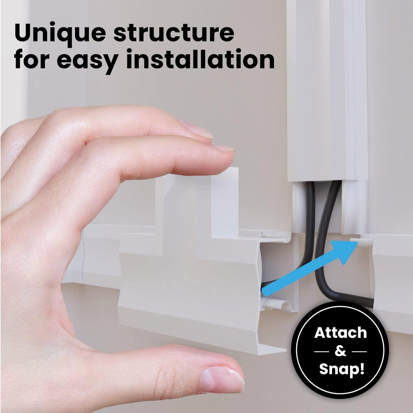 EVEO Cable Hider Wall 306” - Cable Raceway Cord Hider - Wire Covers for Cords on Wall, Cord Cover, Wall Cable Hider, Cable Concealer, Wire Hiders for TV on Wall Management-20X (L16 W0.95 H0.5) - White